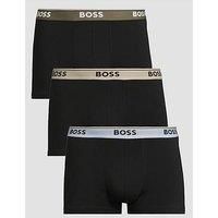 BOSS Mens Trunk 3P Power Three-Pack of Stretch-Cotton Trunks with Logo waistbands