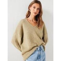 Boss Fondys Wool Blend V-Neck Jumper - Green