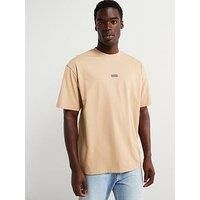 Hugo Blue Nalono Loose Fit International Logo T-Shirt- Beige