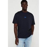 Hugo Blue Nalono Loose Fit International Logo T-Shirt- Dark Blue