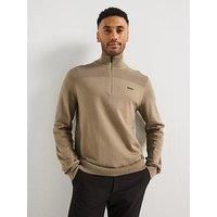 Boss Momentum-X Merino 1/4 Zip Knitted Jumper - Khaki