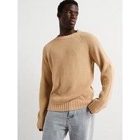 Hugo Blue Sonni Regular Fit Smiley Knitted Jumper-Dark Beige