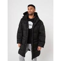 Boss Olomis1 Relaxed Fit Longline Quilted Parka - Black