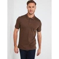 Boss Phillipson 117 Contrast Collar Mercerised Polo Shirt - Brown