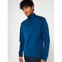 Boss Sweat 1 Regular Fit Tape 1/4 Zip Sweat Top - Blue