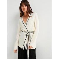 Boss Ferinia 100% Wool Belted Cardigan - White
