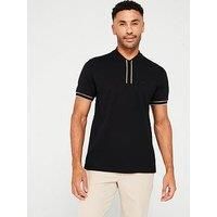 Boss Pariq Regular Fit Baseball Collar Zip Polo Shirt - Black