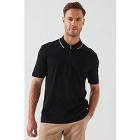 Boss C-Paras 30 Regular Fit 1/4 Zip Polo Shirt - Black
