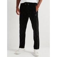 Hugo Dislaco Mono Chain Relaxed Fit Velour Trousers - Black