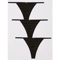 Boss 3 Pack Glitter Thong Giftset - Black