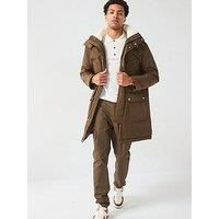 Boss H-Coyan Fleece Collar Parka - Brown