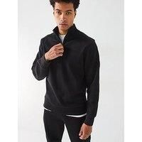 Boss H-Sidney 59 Regular Fit Nylon Shoulder 1/4 Zip Sweat - Black