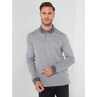 Hugo Boss H-Pado Long Sleeve Grey Polo Shirt