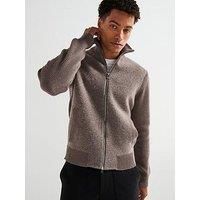 BOSS Mens H-Emeraviglio Mixed-Structure Cardigan in Cotton and Wool