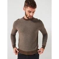 Boss H-Eltoro Regular Fit Pattern Knitted Jumper - Brown
