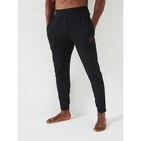 HUGO Mens Laze Pants CW Stretch-Cotton Tracksuit Bottoms with Logo Print Black