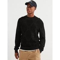 HUGO Mens Sylor Knitted Sweater with Signature Chain Motif