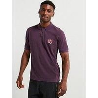 Hugo Dalogpolo Shirt Gothic Stacked Logo Relaxed Fit Polo Shirt - Purple