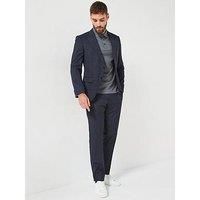 Boss H-Huge Slim Fit Bi-Stretch Peak Lapel Wool Suit - Navy