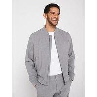 Boss P-Hanry-Bmb-234 Slim Fit Cotton Flannel Bomber Jacket - Grey