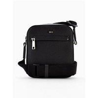 BOSS Mens Ray NS Zip N. Grained Faux-Leather Reporter Bag with Logo Trim Size One Size