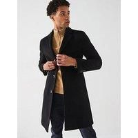 Boss H-Hyde Slim Fit Wool Overcoat - Black