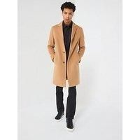 Boss H-Hyde Slim Fit Wool Overcoat - Beige