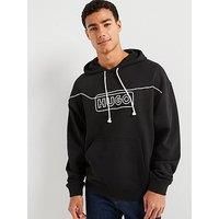 Hugo Noiderhood Loose Fit Stitch Logo Overhead Hoodie - Black