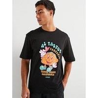 Hugo Nugotacos Regular Fit Taco Print T-Shirt - Black