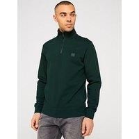 BOSS Mens Zetrust Logo-patch zip-neck sweatshirt in cotton terry
