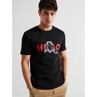 HUGO Mens Deyladec Oversized-fit T-Shirt in Cotton with Animal Graphic