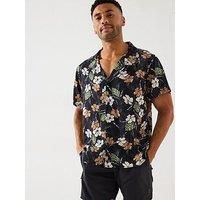 BOSS Relaxed Fit Beach Shirt Colour : Black, Size : Medium