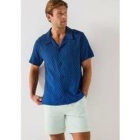 Boss Allover Print Beach Shirt - Blue