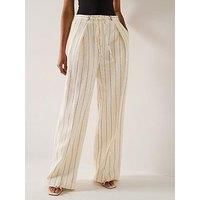 Boss Tiana Relaxed Wide Leg Stripe Trouser - Off White