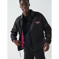 Hugo Blue Biyo2521 Regular International Back Logo Coach Jacket Outerwear - Black