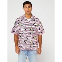 HUGO Mens Eligino Relaxed-fit Shirt in Printed Cotton poplin Black