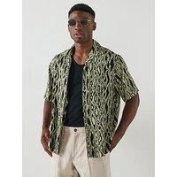 Hugo Espino Relaxed Digital Snake Print Shirt - Open Green