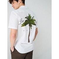 HUGO Mens Ellino Relaxed-fit Shirt in Cotton with Palm-Tree Prints