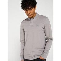 Boss Passerby Long Sleeve Slim Fit Polo Shirt - Grey
