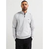 Boss Momentum-X Merino 1/4 Zip Knitted Jumper- Light Grey