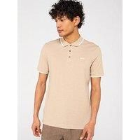 Boss Parlay 190 Regular Fit Pipe Trim Pique Polo Shirt - Beige