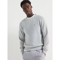 Hugo Sondye Relaxed Fit Smiley Rib Knitted Jumper - Grey