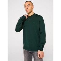 Boss Avac Regular Long Sleeve Knitted Polo - Dark Green
