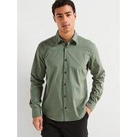 Hugo Ermo Patch Logo Slim Fit Long Sleeve Shirt - Green