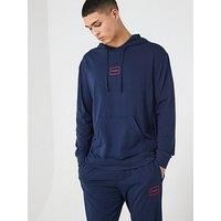 Hugo Laze Hoodie Relaxed Fit Loungewear Hoodie - Navy