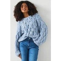 Boss Fanova Twist Back Knitted Jumper - Blue