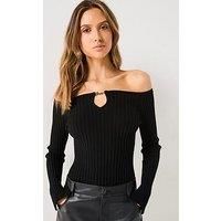 Boss Fayez Long Sleeve Logo Knitted Jumper - Black