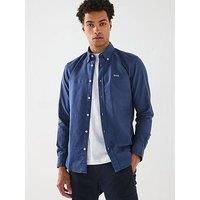 Boss Roan Slim Fit Button Down Logo Oxford Shirt - Blue