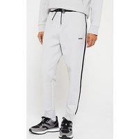 BOSS Mens Hadiko Tape Cotton-Blend Tracksuit Bottoms with Tape and Logo
