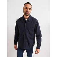 Boss Locky 2 M Oversize Fit Nylon Button Through Shacket - Dark Blue